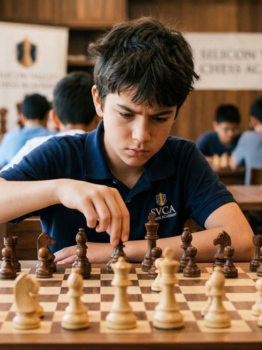 Alumno concentrado durante una partida